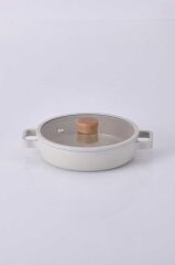 FİKA CAM KAPAKLI ALÜMİNYUM SAHAN BEJ 22CM