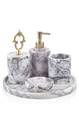 EVZA MERMER CLASSICAL LEYLAK ALTIN 5 PARÇA BANYO SETİ