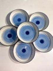 MAVİ PORSELEN 6'LI ÇUKUR TABAK/BOL KASE 19CM