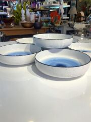 MAVİ PORSELEN 6'LI ÇUKUR TABAK/BOL KASE 19CM