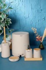 KREM BAMBU 6 PARÇA BANYO SETİ