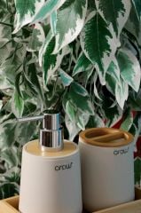 KREM BAMBU 6 PARÇA BANYO SETİ