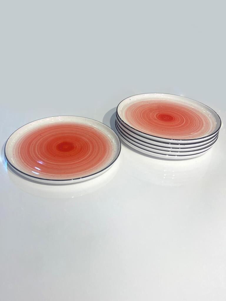KIRMIZI PORSELEN 6'LI SERVİS TABAK 25CM