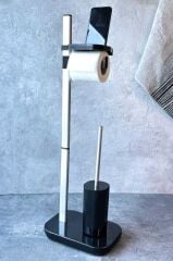 SUI TUVALET FIRÇALIKLI TUVALET KAĞITLIK SİYAH