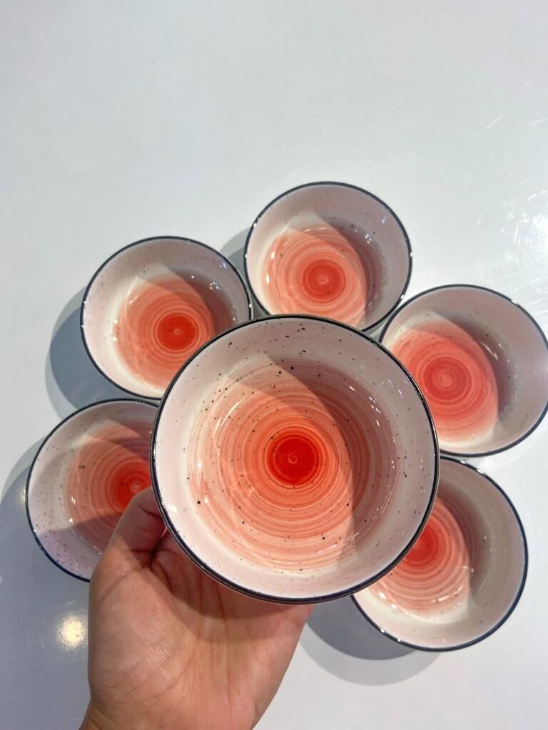 KIRMIZI PORSELEN 6'LI KASE 11,5CM