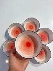 KIRMIZI PORSELEN 6'LI KASE 11,5CM