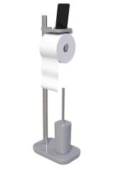 SUI TUVALET FIRÇALIKLI TUVALET KAĞITLIK GRİ