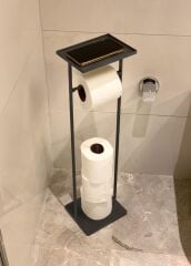 SİYAH TEPSİLİ TUVALET KAĞIDI STANDI 54X15X12CM
