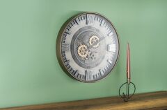 GÜMÜŞ ESKİTME ÇARKLI DUVAR SAATİ 59CM