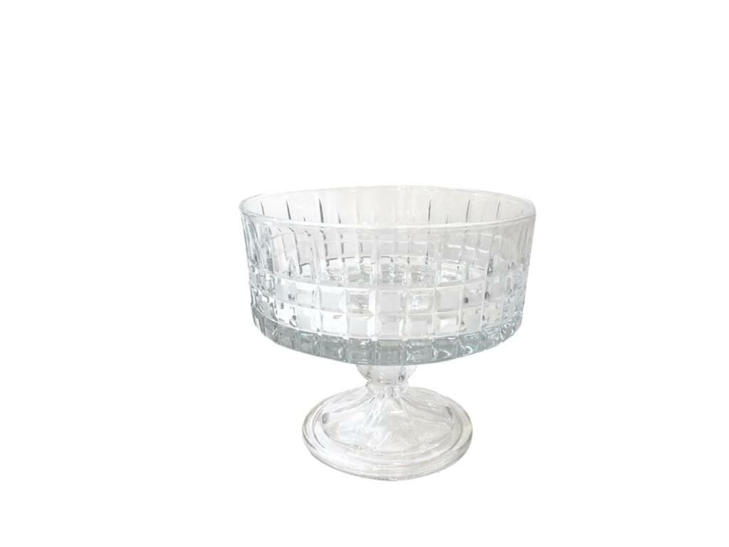 KARE DEKORLU AYAKLI SALATA KASE/MEYVELİK 19 cm