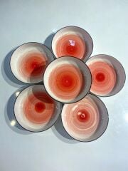 KIRMIZI PORSELEN 6'LI ÇUKUR TABAK/BOL KASE 19CM