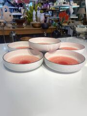 KIRMIZI PORSELEN 6'LI ÇUKUR TABAK/BOL KASE 19CM