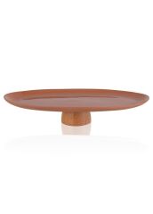 LIMOGES AHŞAP AYAK TERRACOTA SERVİS TABAK 34x17CM