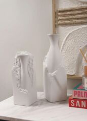 LICIA BEYAZ SERAMİK VAZO 9X9X26CM