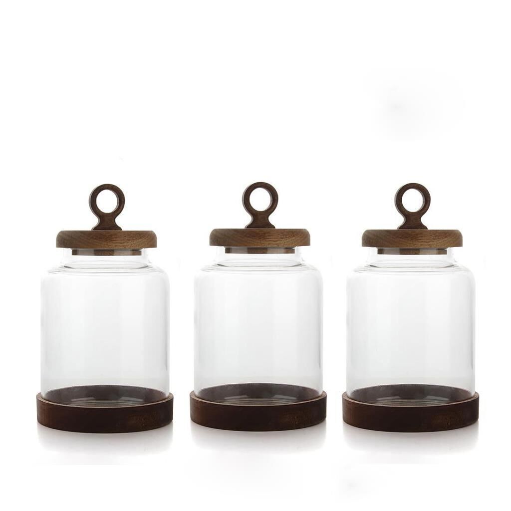 LILY AKASYA CAM 3'LÜ KAVANOZ 20X16CM