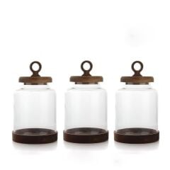 LILY AKASYA CAM 3'LÜ KAVANOZ 20X16CM