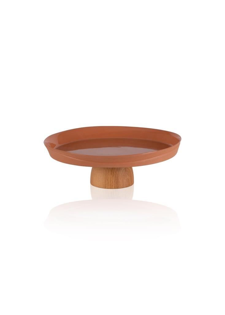LIMOGES AHŞAP AYAK TERRACOTA TABAK 22CM