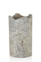 EVZA MERMER GRİ TRAVERTEN ŞARAPLIK/VAZO 11X11X21CM