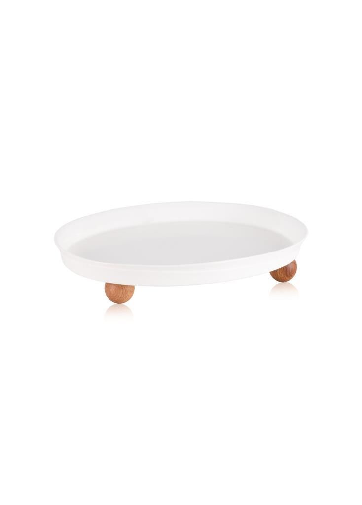 LIMOGES AHŞAP AYAK BEYAZ TABAK 27x23CM