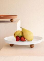 LIMOGES AHŞAP AYAK BEYAZ TABAK 27x23CM