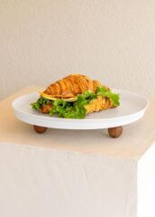 LIMOGES AHŞAP AYAK BEYAZ TABAK 27x23CM