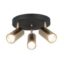 OKTANO SİYAH-ANTİK 3'LÜ PLAFONYER AVİZE