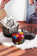 SİYAH RATTAN DEKORATİF SEPET 22X31CM