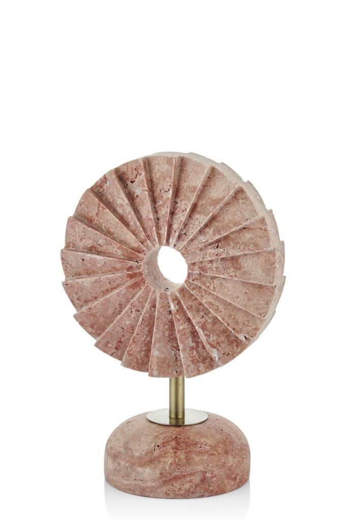 EVZA MERMER KIRMIZI TRAVERTEN KAİDELİ PERVANE DEKOR 29CM