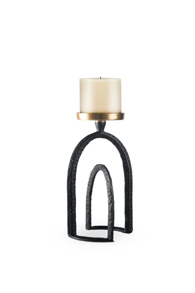 SİYAH GOLD METAL MUMLUK 25x15 CM