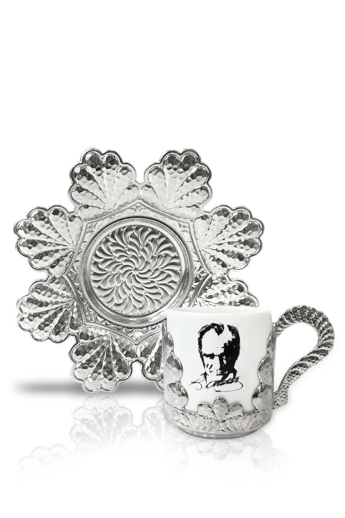 GÜMÜŞ ATATÜRK 6'LI TÜRK KAHVESİ FİNCANI