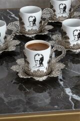 GÜMÜŞ ATATÜRK 6'LI TÜRK KAHVESİ FİNCANI