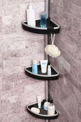 VENTA 3'LÜ BANYO KÖŞE RAFI PASLANMAZ ALÜMİNYUM BORULAR SİYAH