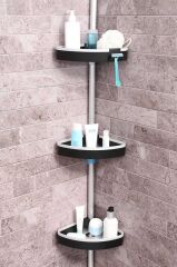 VENTA 3'LÜ BANYO KÖŞE RAFI PASLANMAZ ALÜMİNYUM BORULAR SİYAH