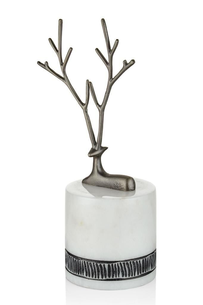 EVZA MERMER BEYAZ DEKORLU SİLİNDİR KAİDE 26CM