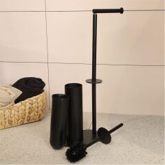 MAT SİYAH HAREKETLİ YUVARLAK WC SET