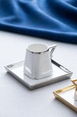 BEYAZ GÜMÜŞ KARE 6 KİŞİLİK TÜRK KAHVESİ FİNCANI