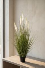 BEYAZ LAVANTA SAKSILI YAPAY ÇİÇEK 90CM