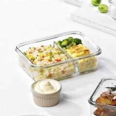 GLASSLOCK DİKDÖRTGEN 2'Lİ CAM SAKLAMA KABI 670ML