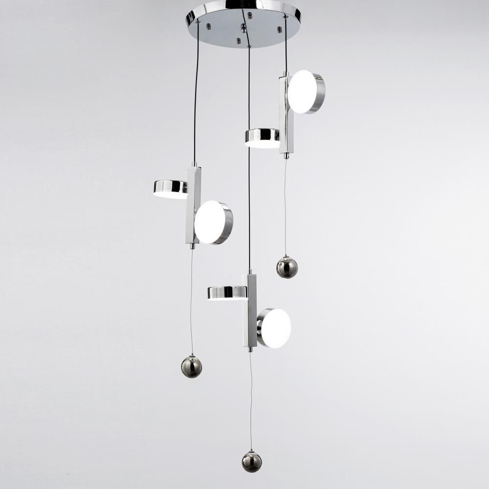 GÜMÜŞ METAL YUVARLAK LEDLİ AVİZE