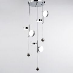 GÜMÜŞ METAL YUVARLAK LEDLİ AVİZE