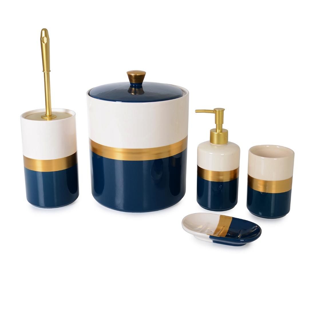 LACİVERT ALTIN 5 PARÇA BANYO SETİ