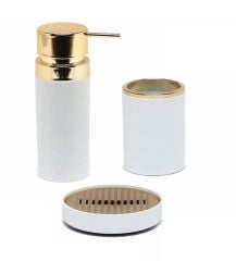 LENOX 3'LÜ BANYO SETİ BEYAZ ALTIN