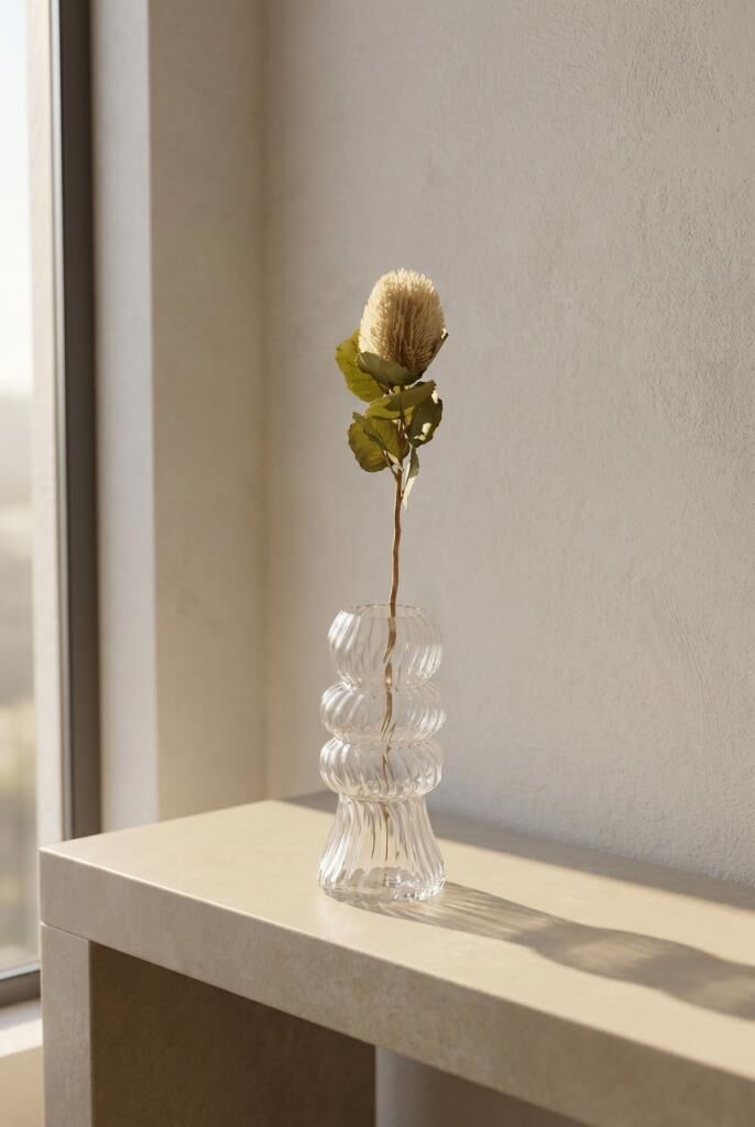 BEJ BANKSIA TEK DAL YAPAY ÇİÇEK 59CM