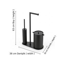 NOVA MAT SİYAH ÇÖP KOVALI HAREKETLİ WC SET