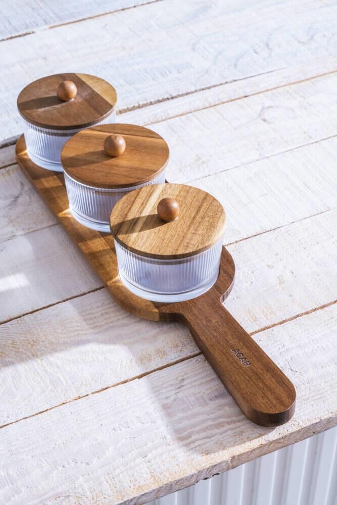 GEMMY AKASYA TEPSİLİ 3'LÜ SUNUMLUK/ÇEREZLİK