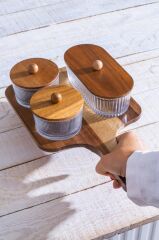 GEMMY AKASYA TEPSİLİ 3'LÜ SUNUMLUK/ÇEREZLİK