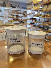 STRİPE BEJ GALVANİZ PATATES SOĞAN KABI&SEBZELİK