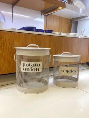 STRİPE BEJ GALVANİZ PATATES SOĞAN KABI&SEBZELİK