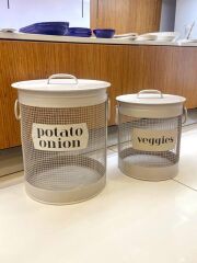 STRİPE BEJ GALVANİZ PATATES SOĞAN KABI&SEBZELİK