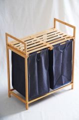 BAMBU İKİ BÖLMELİ ÇAMAŞIR SEPETİ